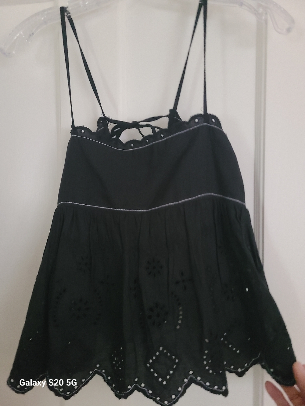 Zara Black Eyelet Tiered Spaghetti Strap Top